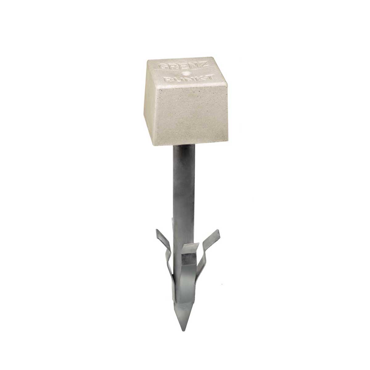 Rohrmarken 1, feste Spitze, weiß, Grenzpunkt Kopfgr. 90x90x80 mm, Länge 400 mm