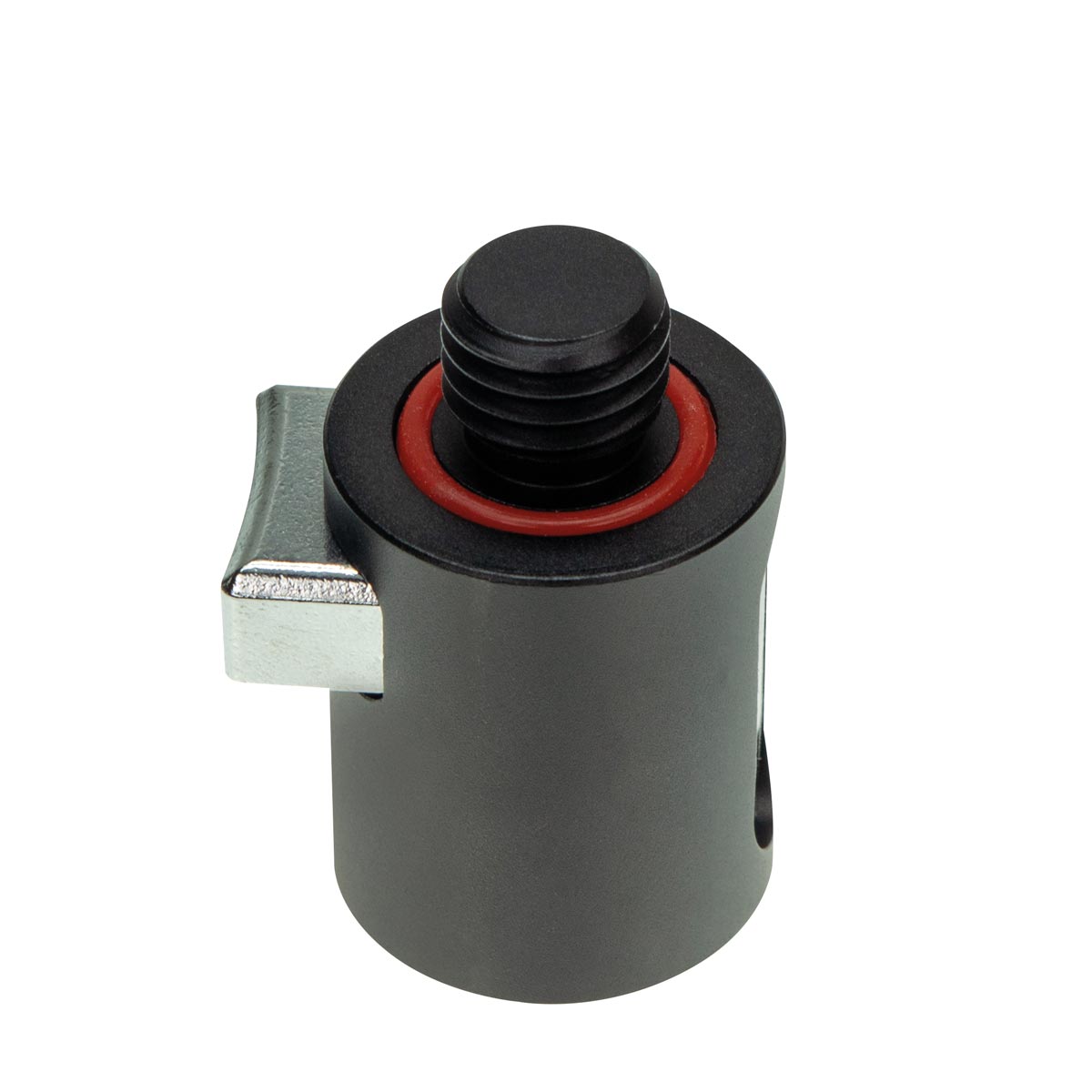 Detaillierte Ansicht des schwarzen Basisstücks des Schnellwechseladapters für GNSS-Antennen.