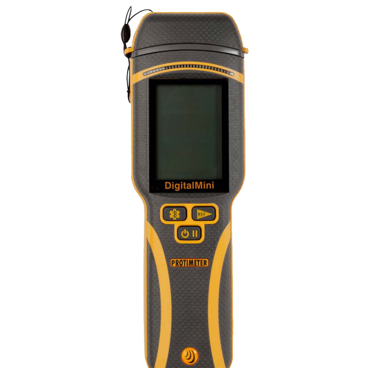 Protimeter Digital Mini Feuchtigkeitsmesser mit aufgesetzter Schutzkappe, Frontansicht.