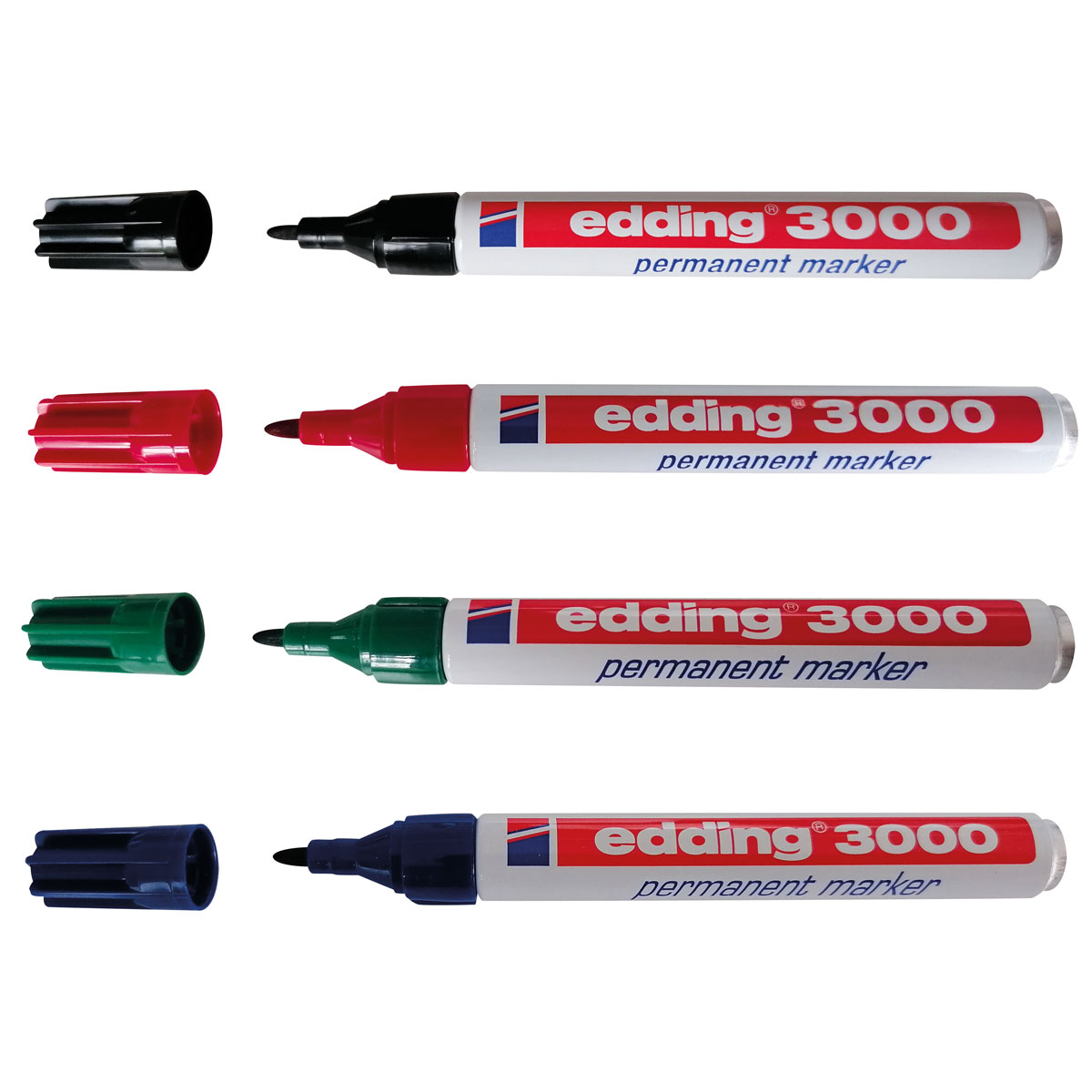 Permanentmarker Edding 3000, schwarz Rundspitze 1,5 - 3 mm, Aluminiumgehäuse