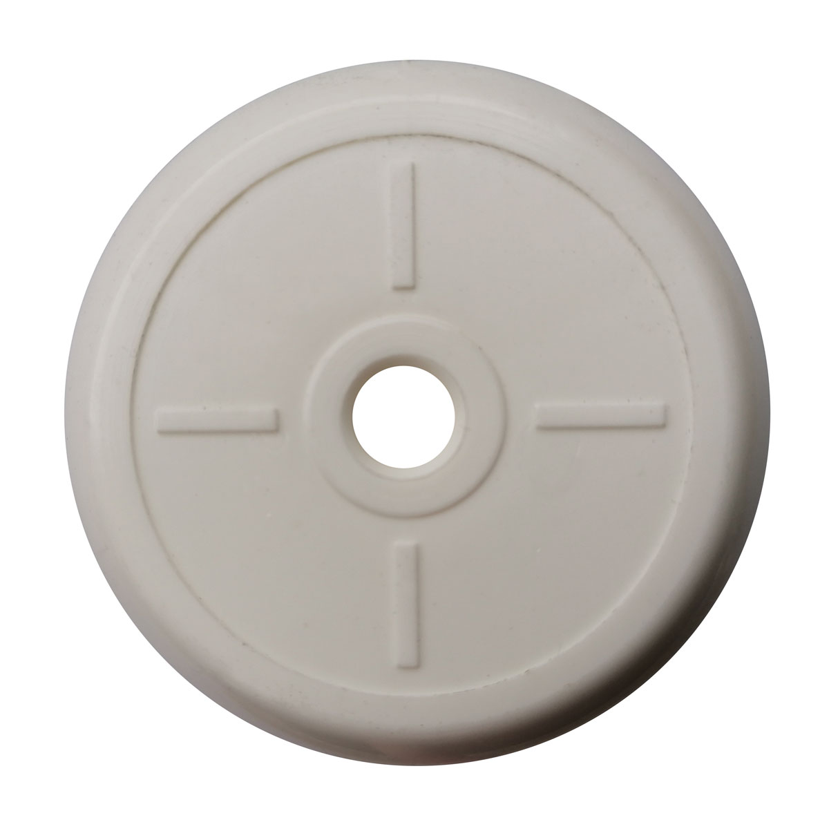 Abschlussplatten aus Polyamid, weiß  1/2", Ø 60 mm Symbol Strichkreuz 