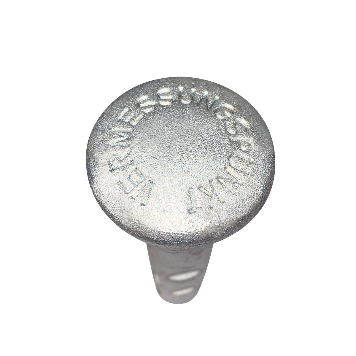 Höhenbolzen DIN 18708, aus Stahl, Form A, Länge 200 mm, Kopf-Ø 60 mm, Aufschrift "Vermessung"