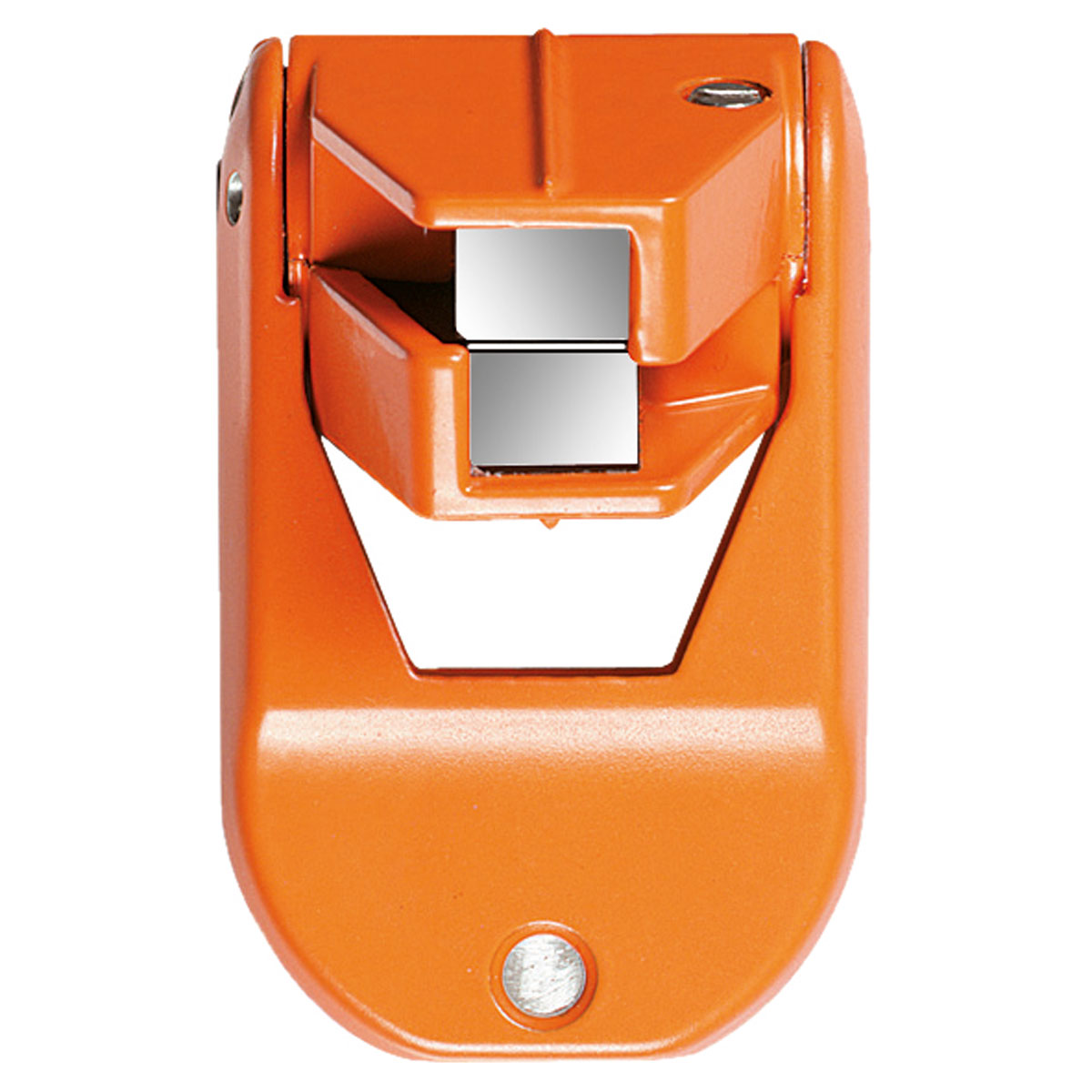 Oranges Winkelprisma GP 8 im klappbaren Metallgehäuse mit zwei Prismenfenstern.