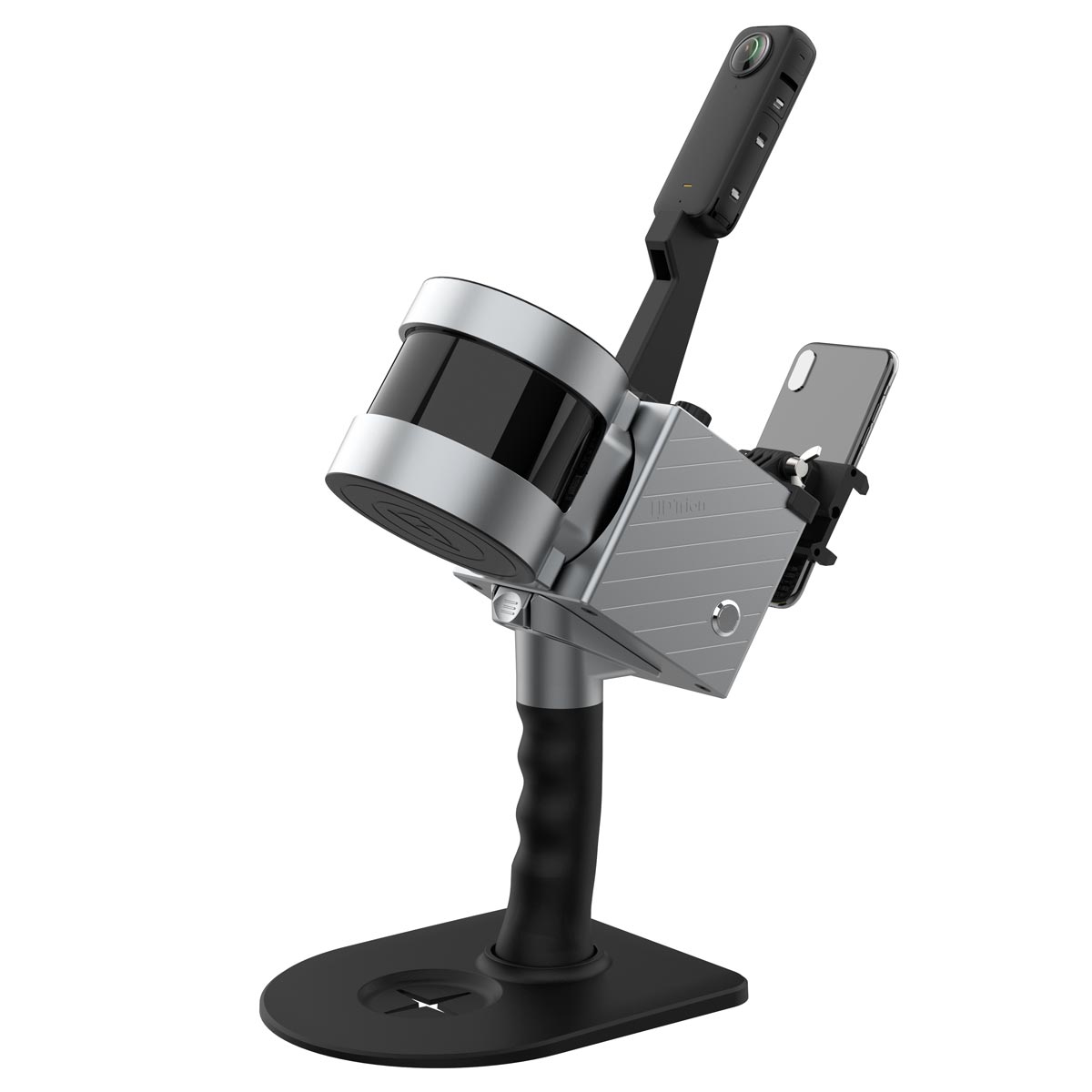 Der FJD Trion S1 Pro 3D-LiDAR-Scanner auf einem kompakten Standfuß, bereit für die detaillierte Datenerfassung.
