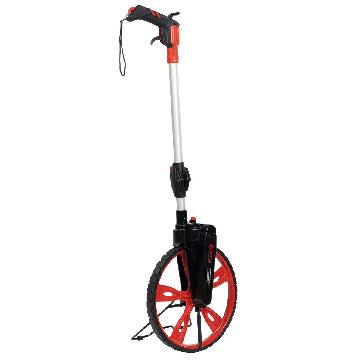 Nestle Rolltacho RT-08 mit rot-schwarzem Rad, Teleskopstange und Pistolengriff mit Handschlaufe.