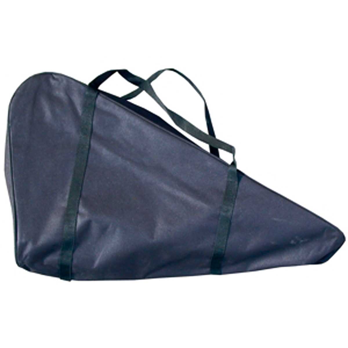 Dunkelblaue keilförmige Tragtasche mit Tragegurten für Rolltacho-Messräder.