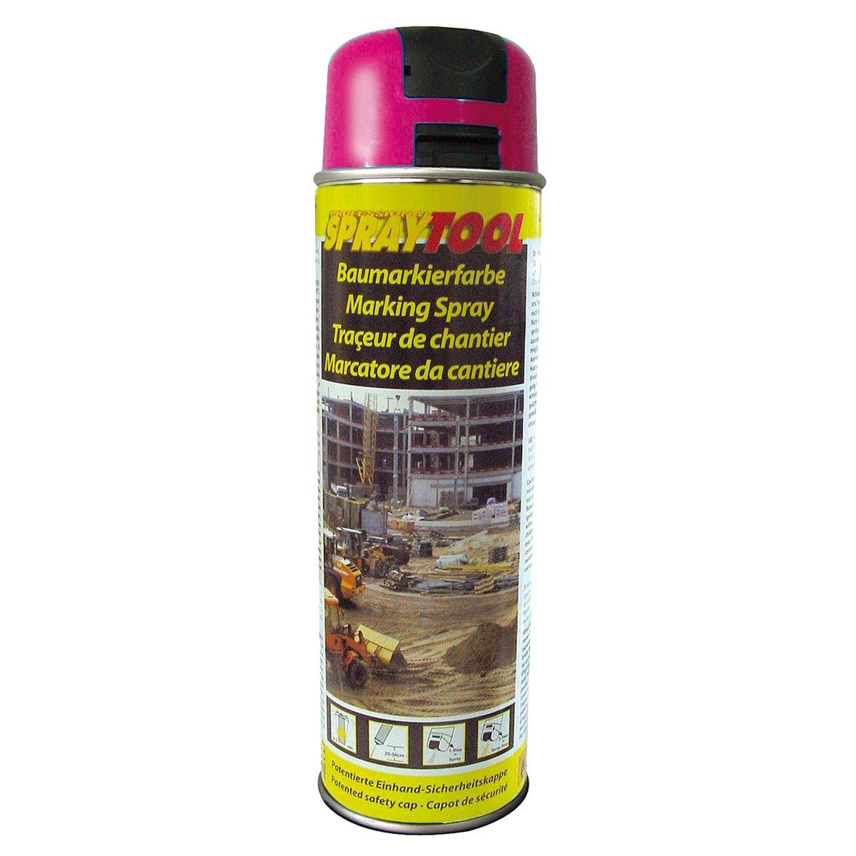 SPRAYTOOL - Baumarkierfarbe leuchtpink (neonpink) mit Sicherheitskappe, 500 ml