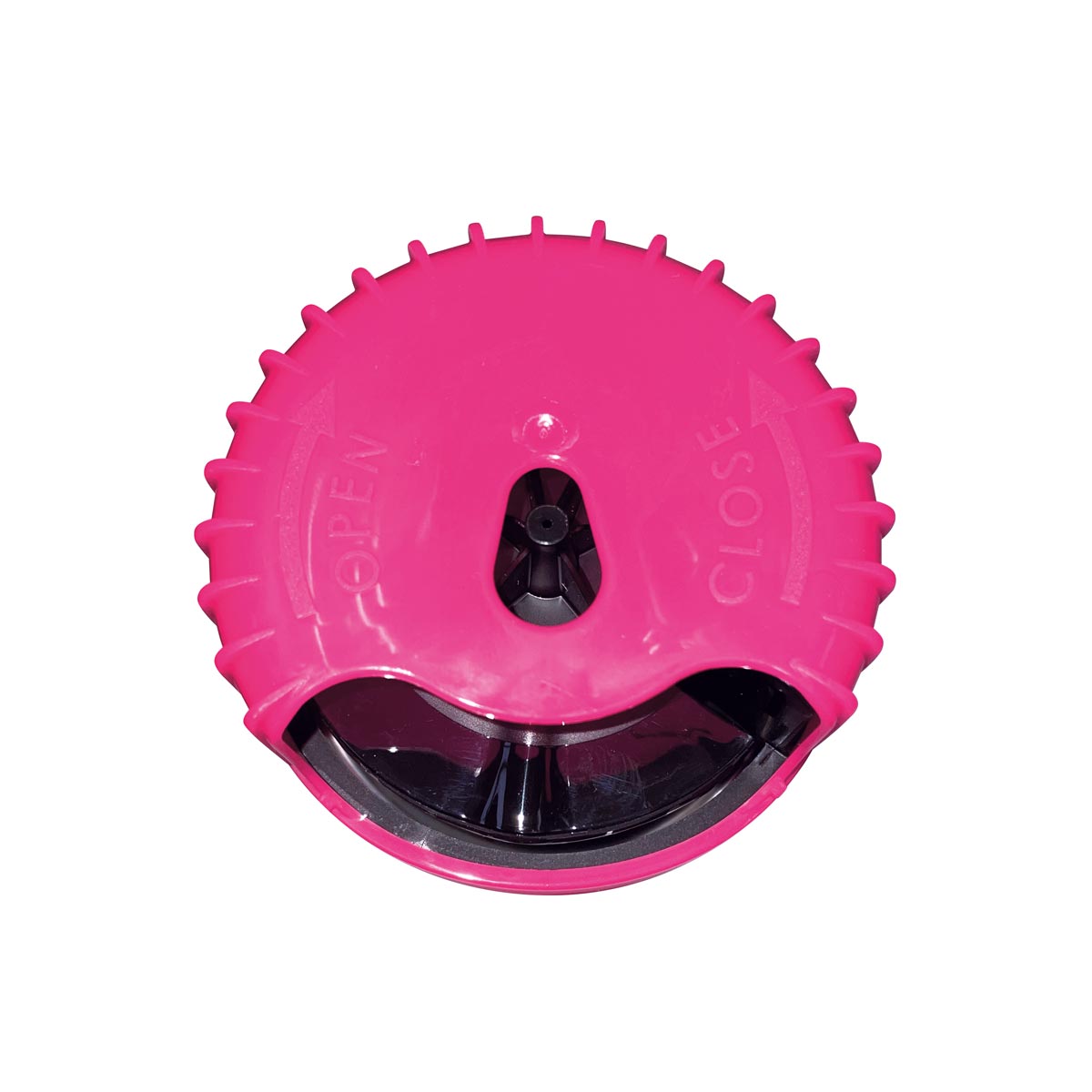 Draufsicht auf den leuchtpinken Twist-Cap-Sprühkopf des Colormark Spotmarker FLUO.