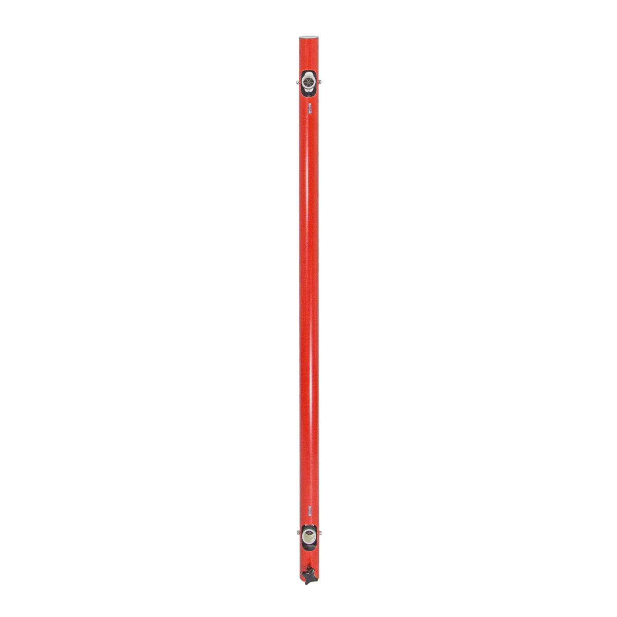 Roter Kanalmessstab System Vektor Basis 1.1 W mit zwei eingesetzten Miniprismen.