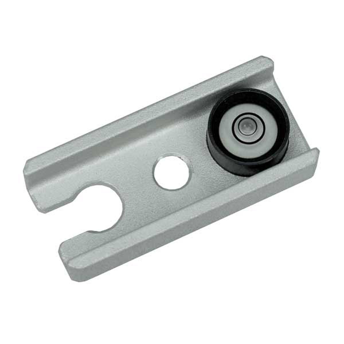 Ansetz-Dosenlibelle aus Aluminium mit U-Profil und Bohrung zum Befestigen am Pendelkopf.