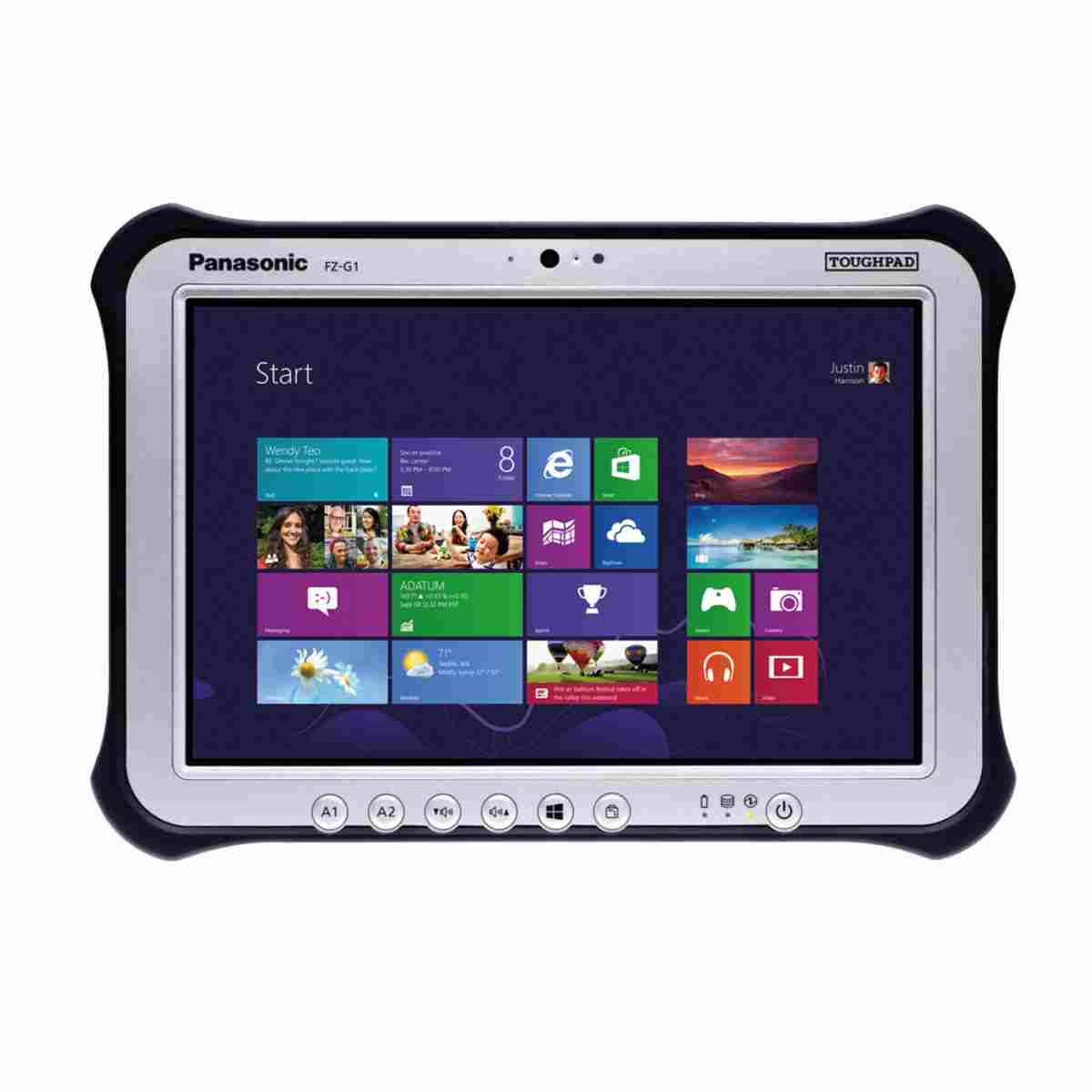 Panasonic Toughpad FZ-G1 Rugged Tablet mit Windows-Startbildschirm, Frontansicht.