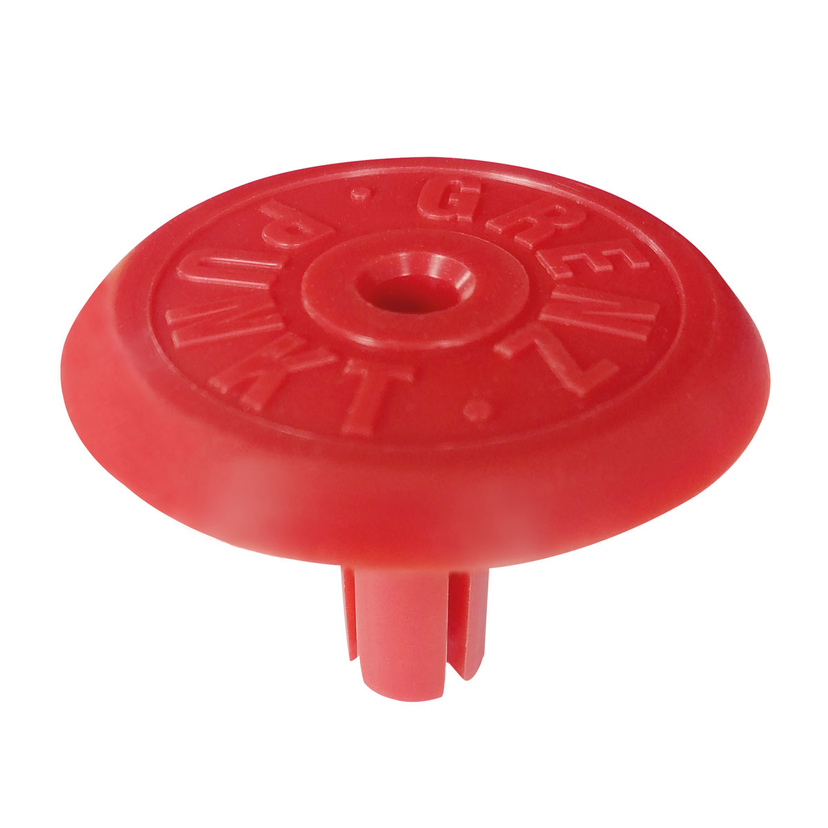 Polyamid Abschlussplatte Ø 60 mm für 1/2" Eisenrohre, "Grenzpunkt", rot