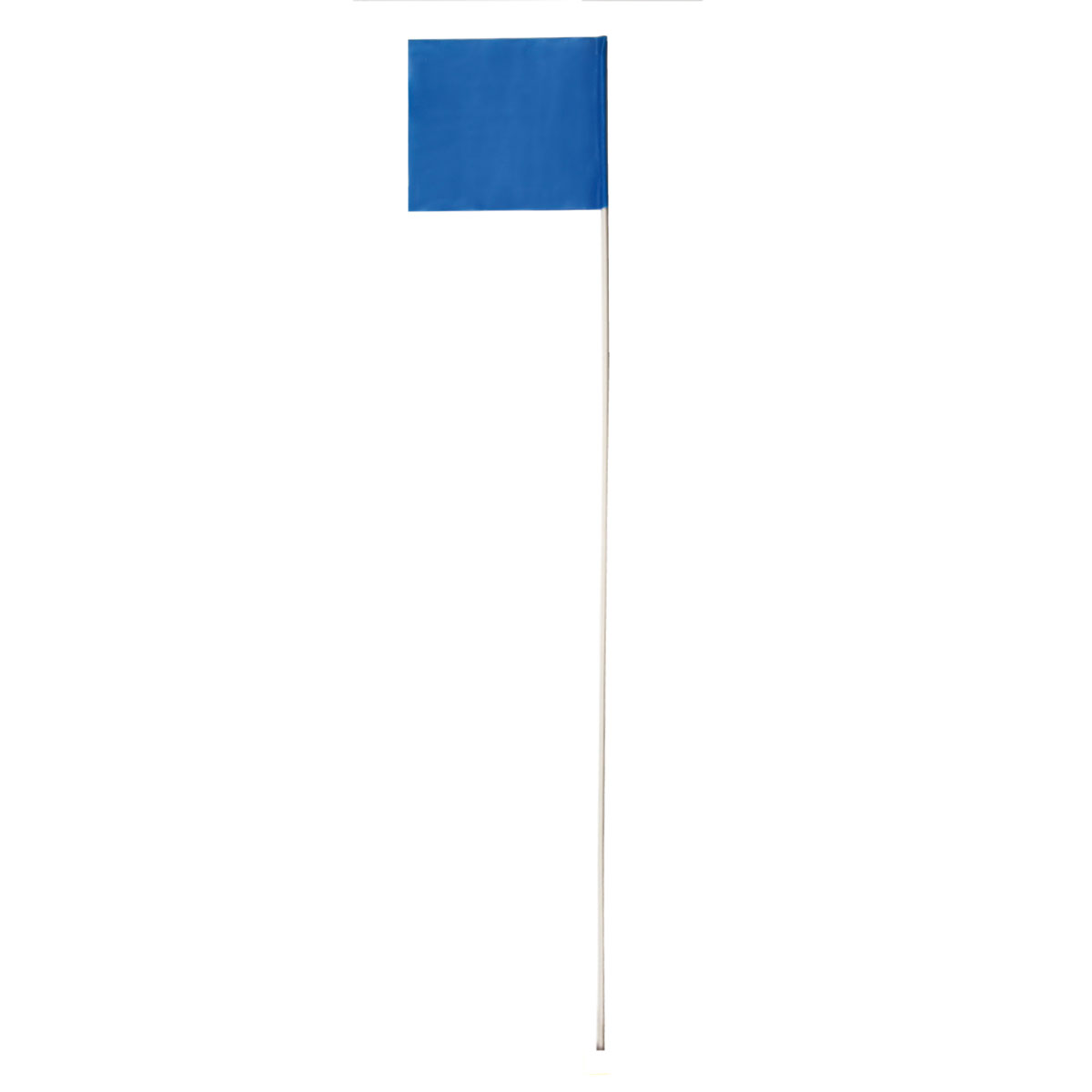 Blaue Markierungsflagge 127 x 102 mm an weißem Kunststoffstab 610 mm.