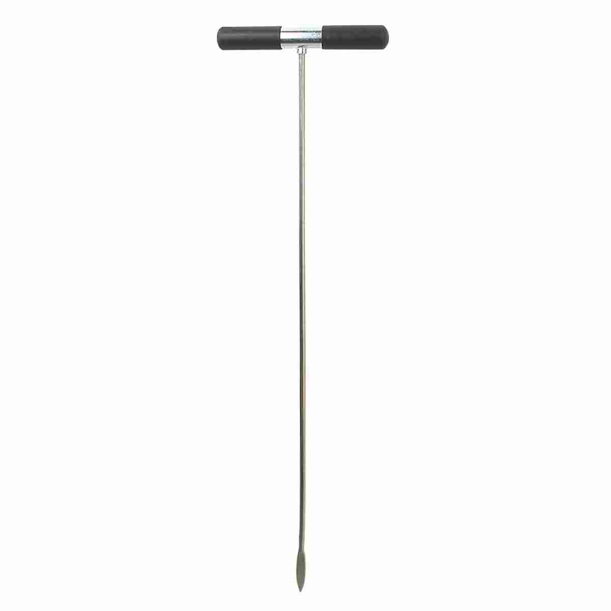 Plattensucher aus Federstahl, 100 cm, mit isoliertem T-Griff und spitzem Ende.