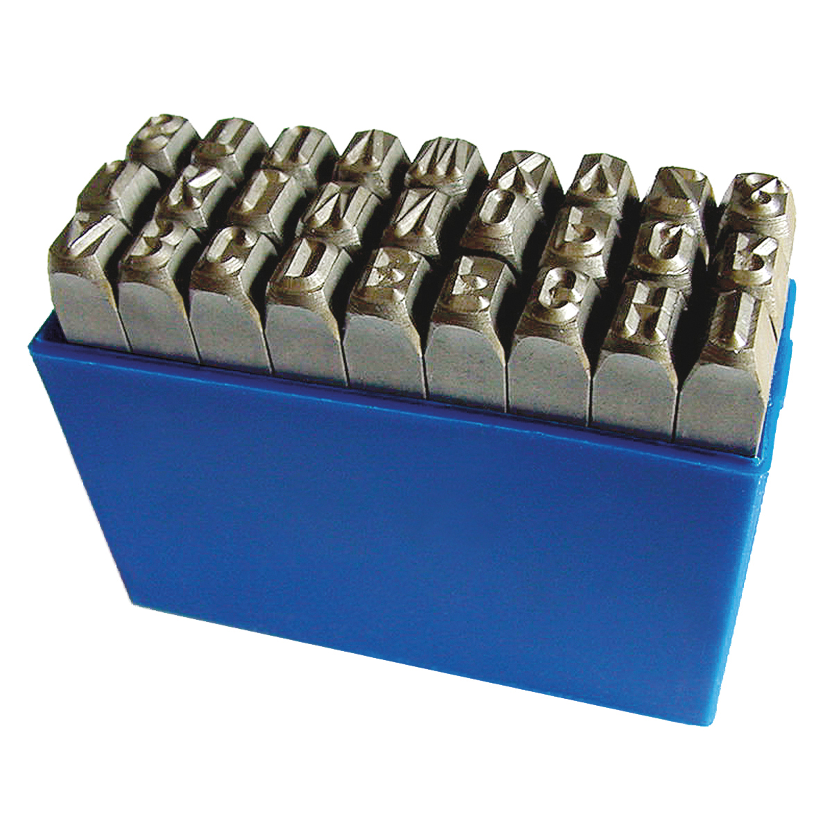 Schlagbuchstaben-Set A - Z, Höhe 3 mm 6 x 6 x 65 mm / scharf Gewicht 500 g
