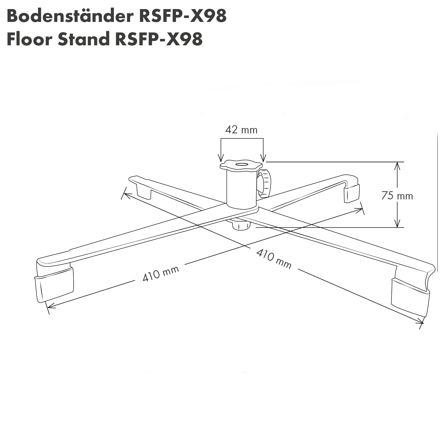 Kreuzständer faltbar mit Fixpunkt RSFP-X90