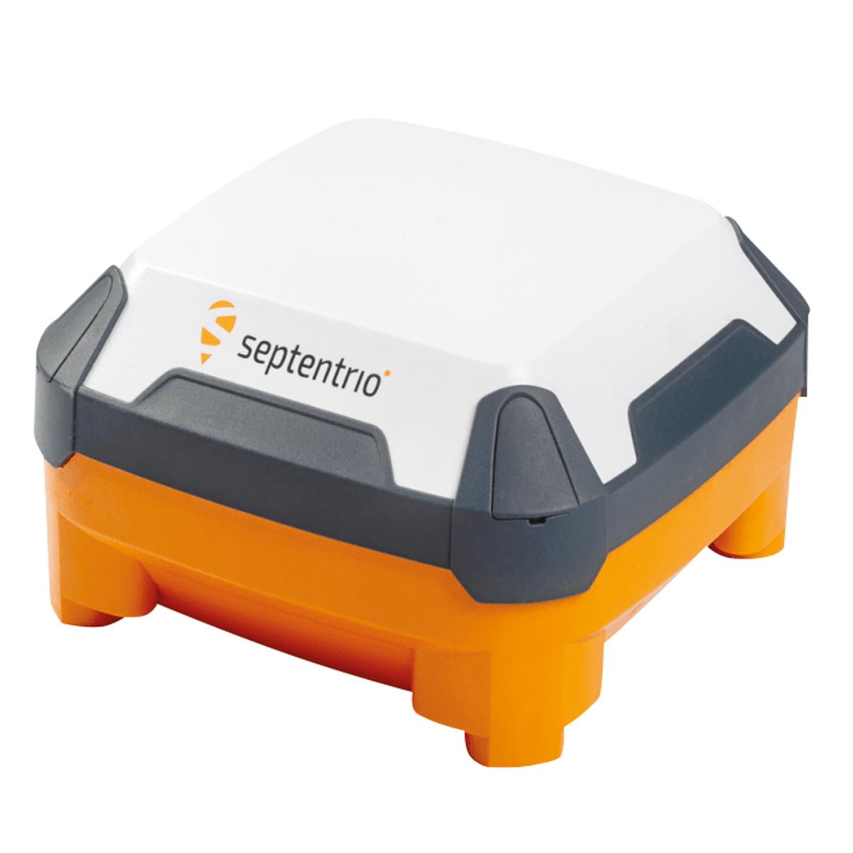 Septentrio GNSS-Zusatzantenne AntaRx-AUX in Weiß-Orange mit dunkelgrauem Kantenschutz.