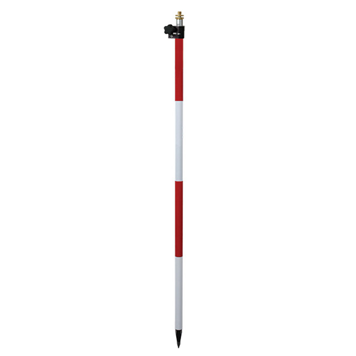 Rot-weißer SECO Aluminium-Prismenstab 2,60 m mit Schraubklemmung, Messinggewinde und Spitze.