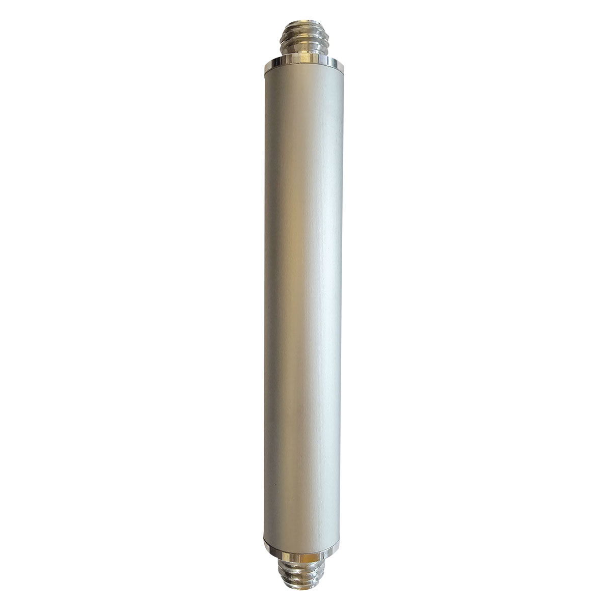 Silberner Höhenausgleichsadapter 150 mm mit 5/8-Zoll-Gewinde an beiden Enden.