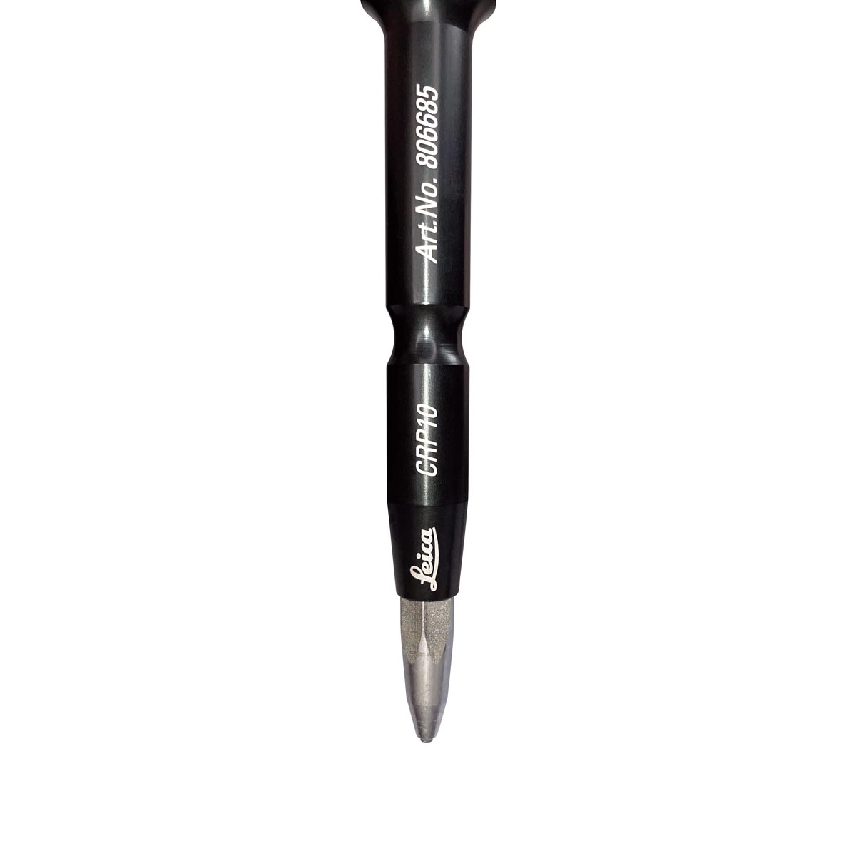Unterer Bereich des Leica vPole Zielstabs mit robuster Spitze für präzise Messpunkte auf der Baustelle.