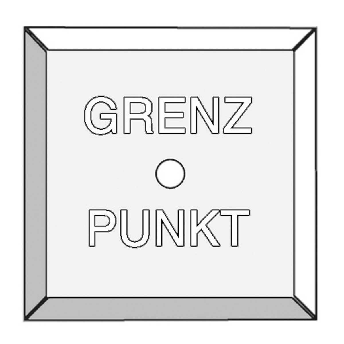 Zweidimensionale Grafik des Markierungskopfes mit dem eingeprägten Schriftzug Grenzpunkt.