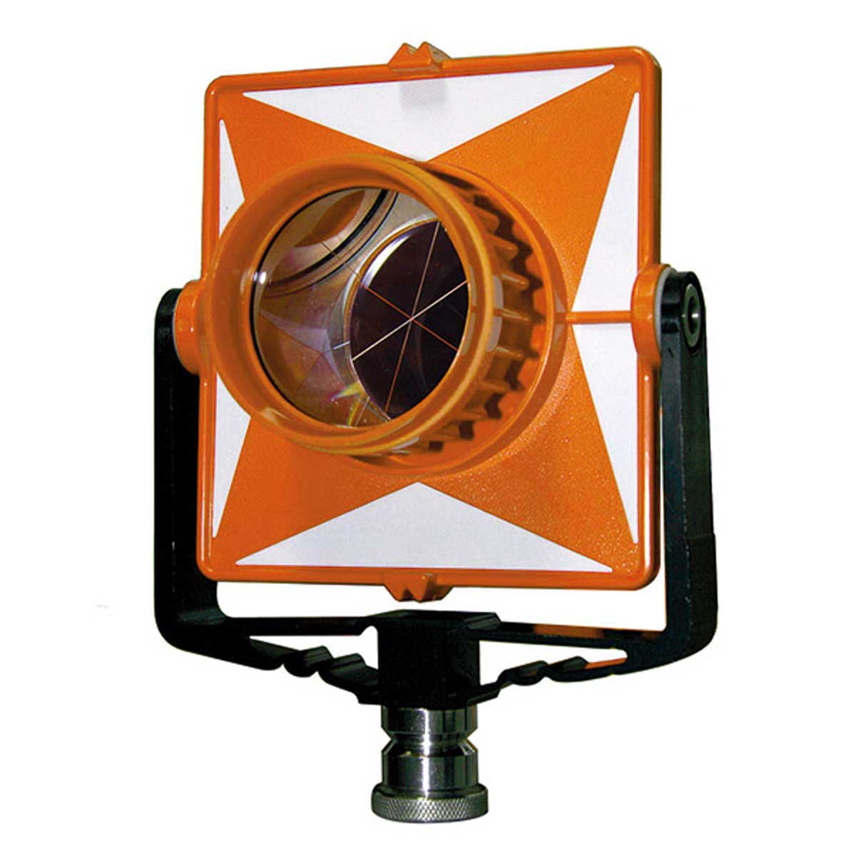 Prisma 62,5 mm mit oranger Zieltafel aus Polycarbonat in schwarzer Halterung.