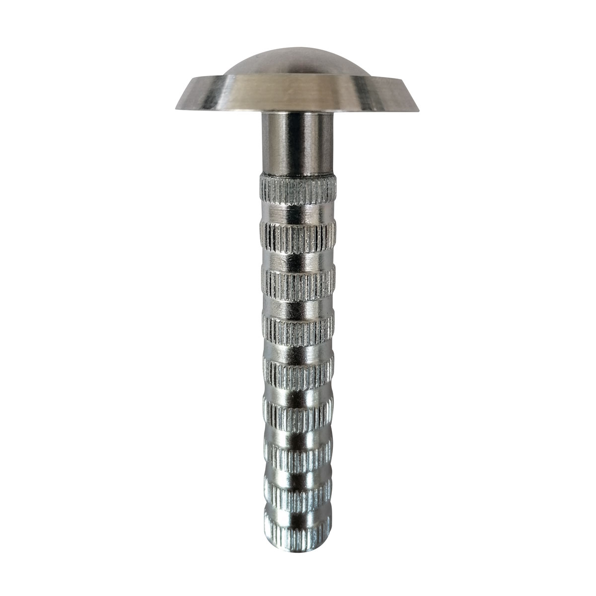 Nahaufnahme des geriffelten Schafts am 90 mm Edelstahlbolzen für sicheren Halt im Mauerwerk.