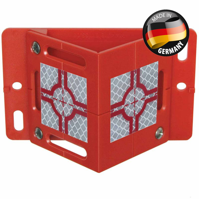 Trägerplatte mit Winkel und Reflexzielmarken RSAK80, rot, von Rothbucher Systeme Trägerplatte mit Winkel und Reflexzielmarken RSAK80, rot, von Rothbucher Systeme