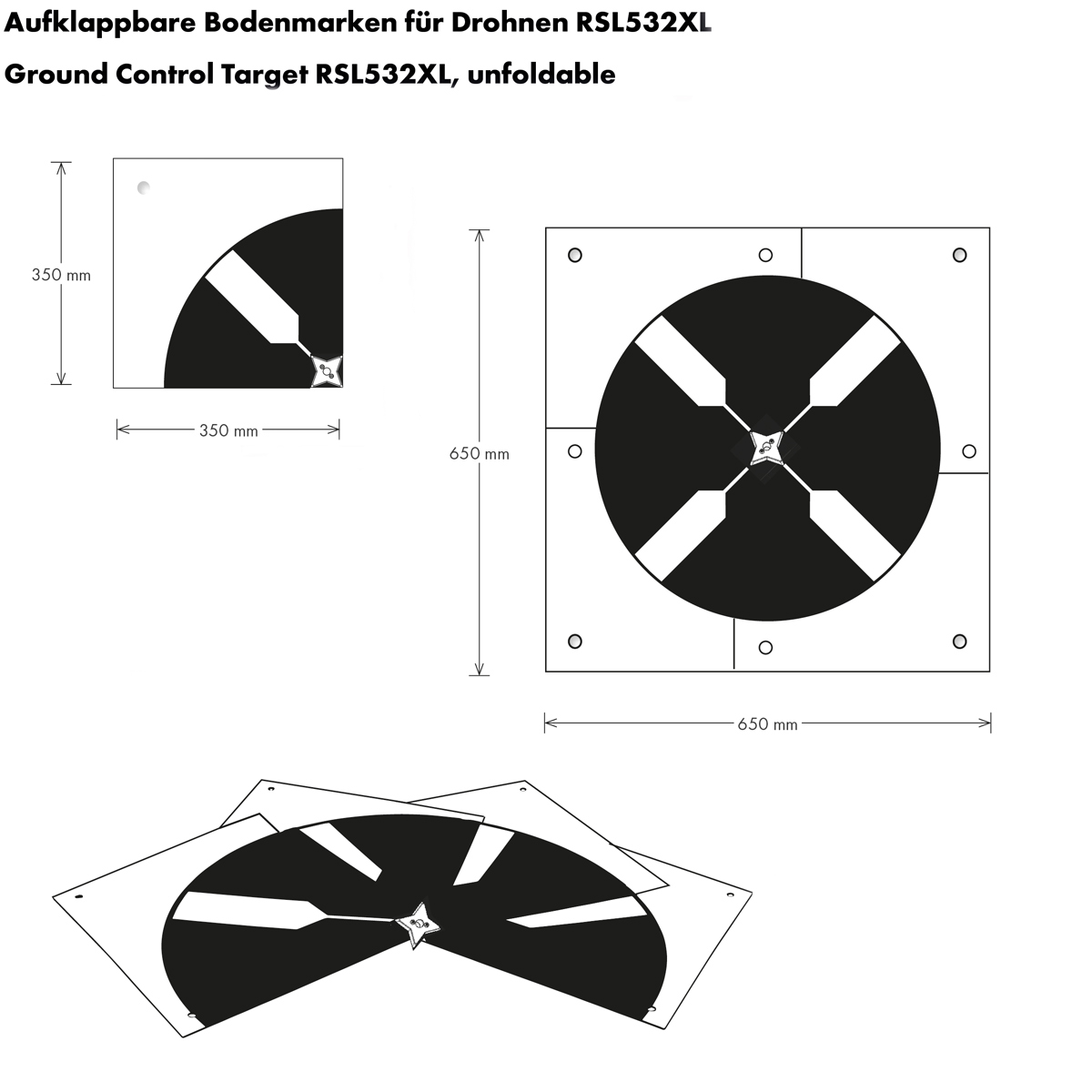 Aufklappbare Bodenmarke für Drohnen RSL532XL von Rothbucher Systeme