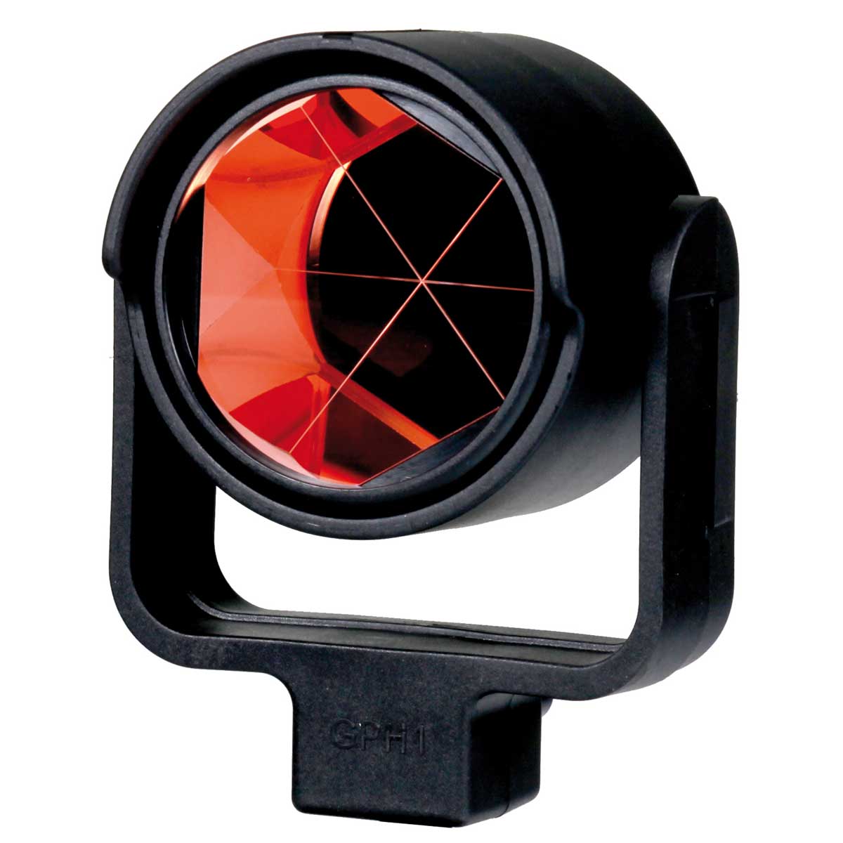 Schwarzes Rundprisma Typ Leica GPH1 mit orange beschichtetem Glaskörper.