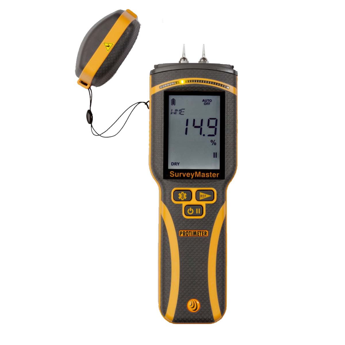 Detailansicht des Protimeter Surveymaster Displays mit präzisem Messwert zur Feuchtebestimmung in Baumaterialien.