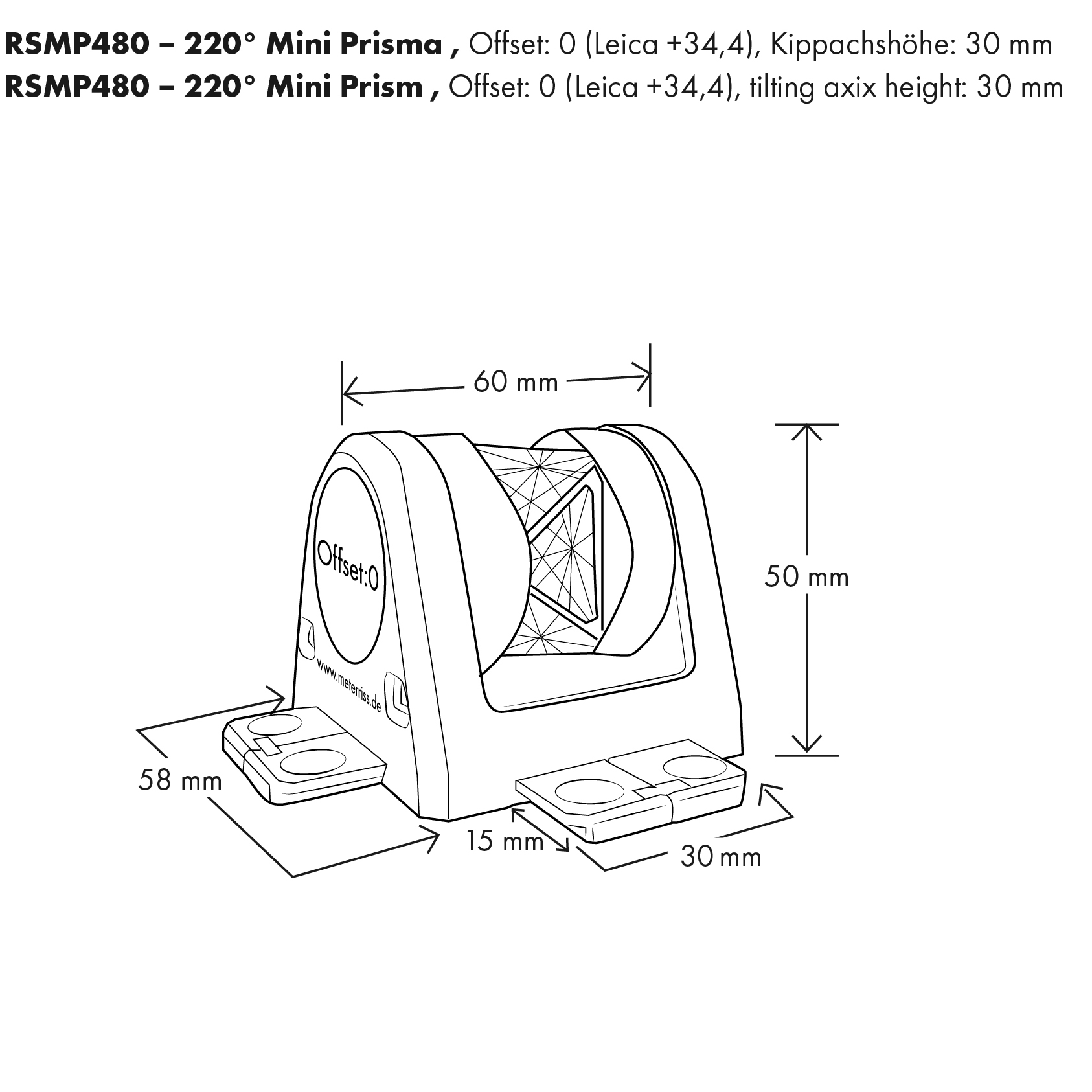 RSMP480 - 220° Mini Prisma, silberbeschichtet, von Rothbucher Systeme