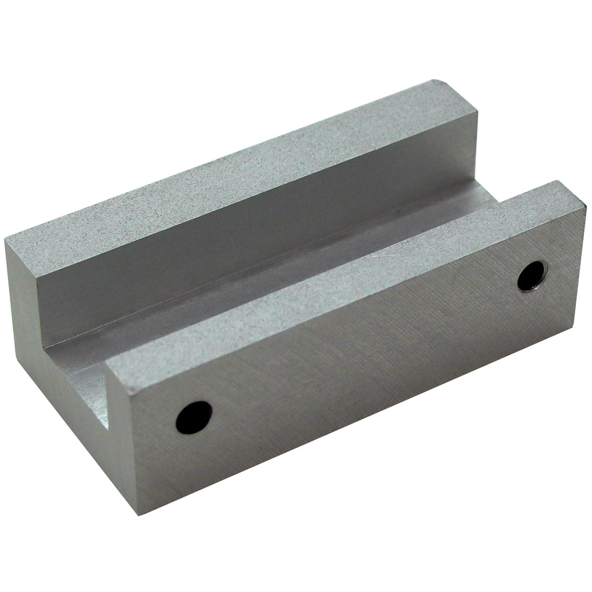 Grauer Metall-Laser-Adapter für Telefix 8 und 10 m von Nestle in U-Form mit zwei Bohrlöchern auf weißem Grund.