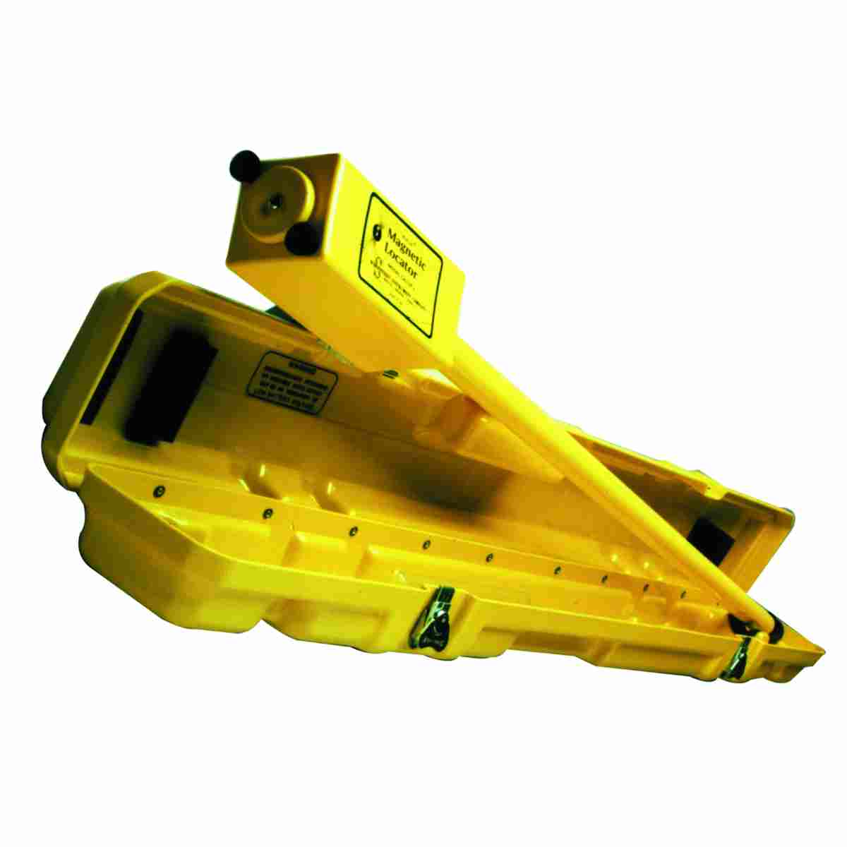 Gelbes Magnetsuchgerät Heliflux GA-52Cx in geöffnetem gelbem Transportkoffer.