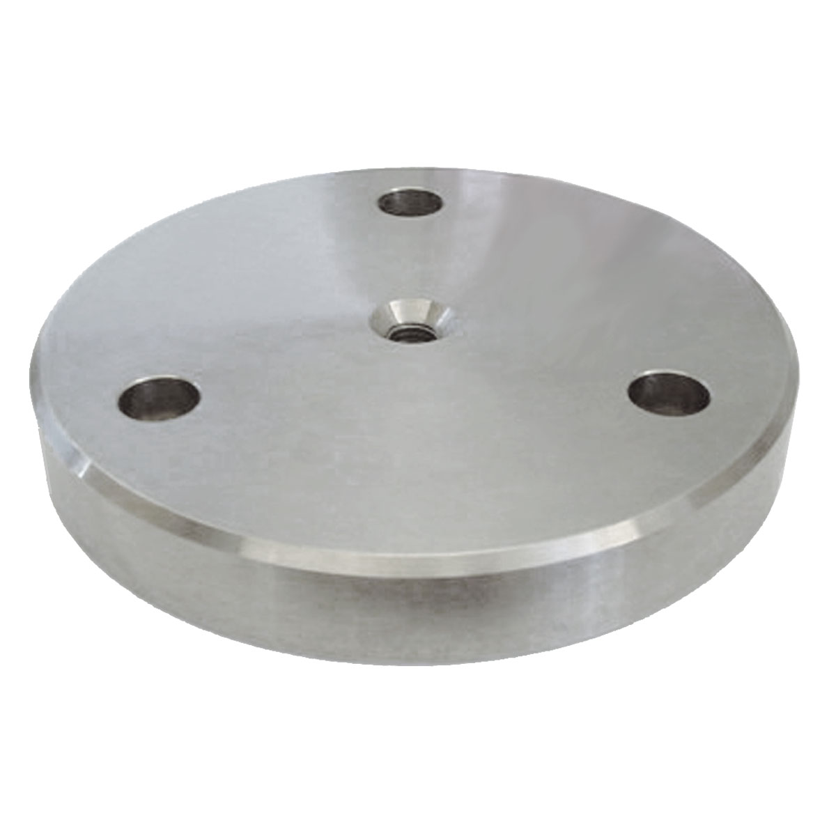 Geräteaufnahmeplatte aus V2A-Edelstahl Ø 140 mm mit drei Bohrungen zum nachträglichen Andübeln.