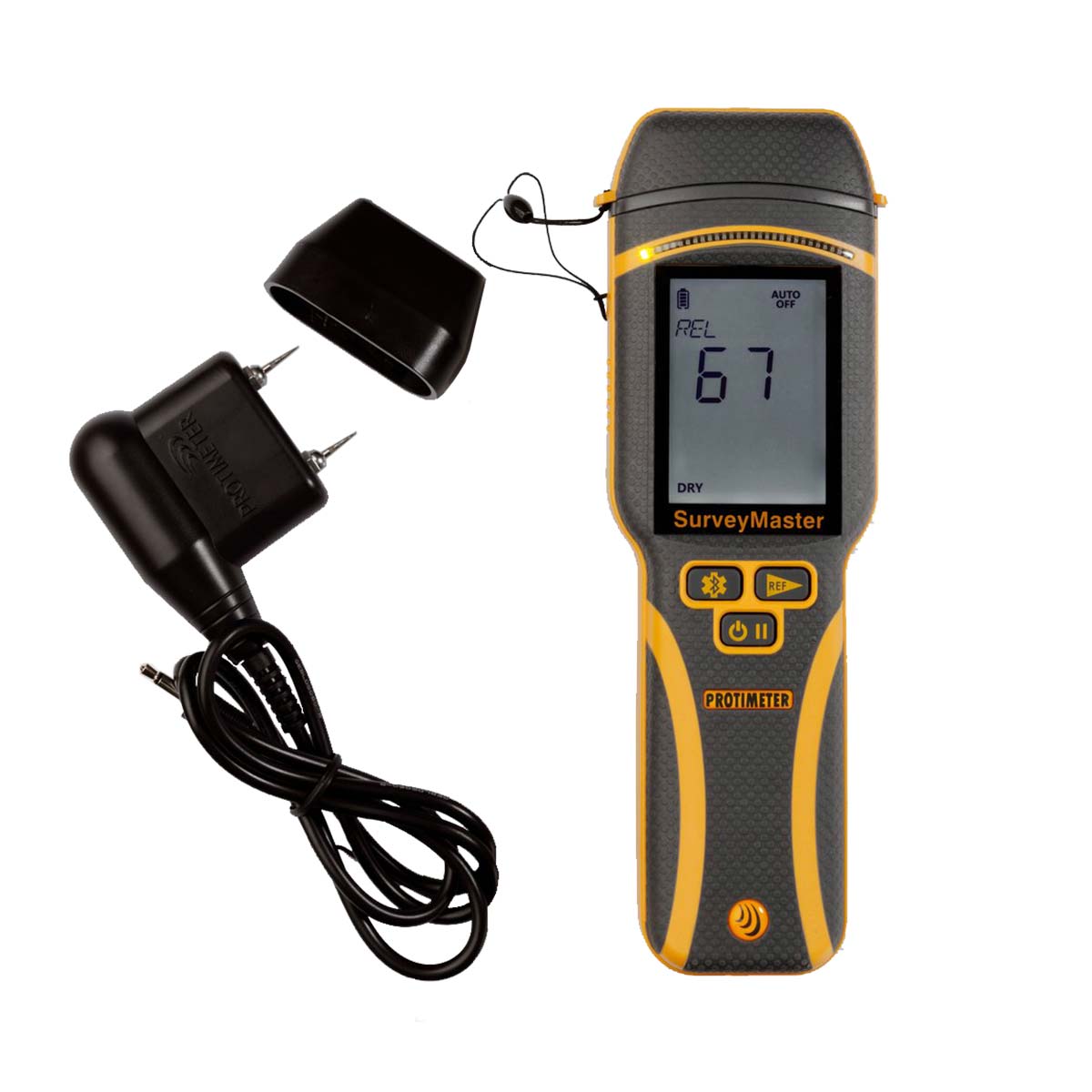 Protimeter Surveymaster BLDN5375 Feuchtigkeitsmesser mit Zubehör für professionelle Feuchtigkeitsmessungen im Baubereich.