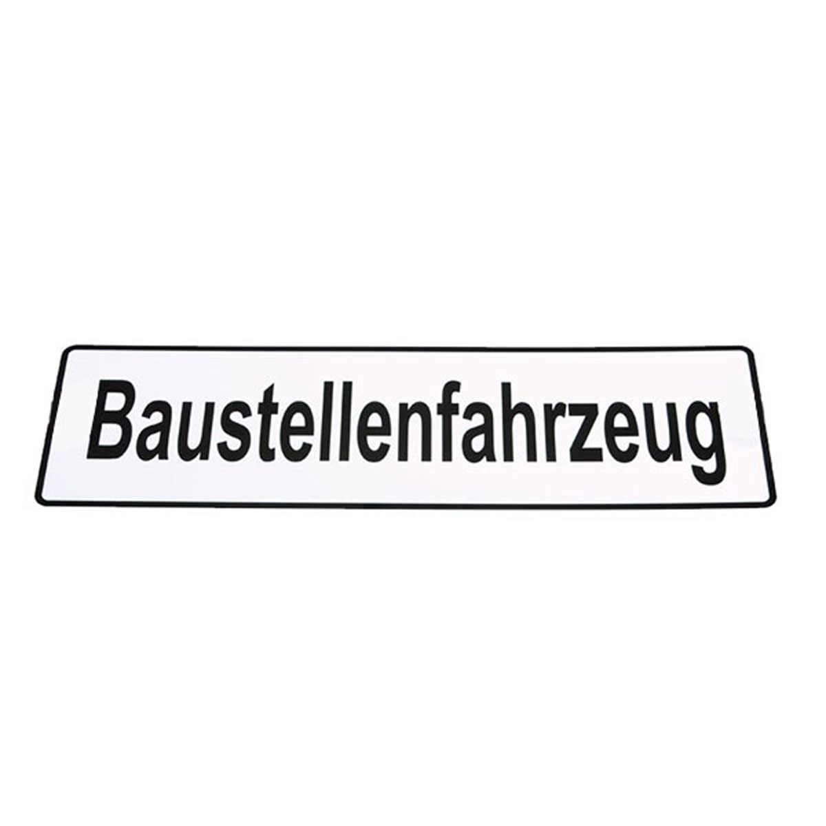 Magnetffahrzeugschild ca. 500 x 150 mm Text:Baustellenfahrzeug, Schrift schwarz