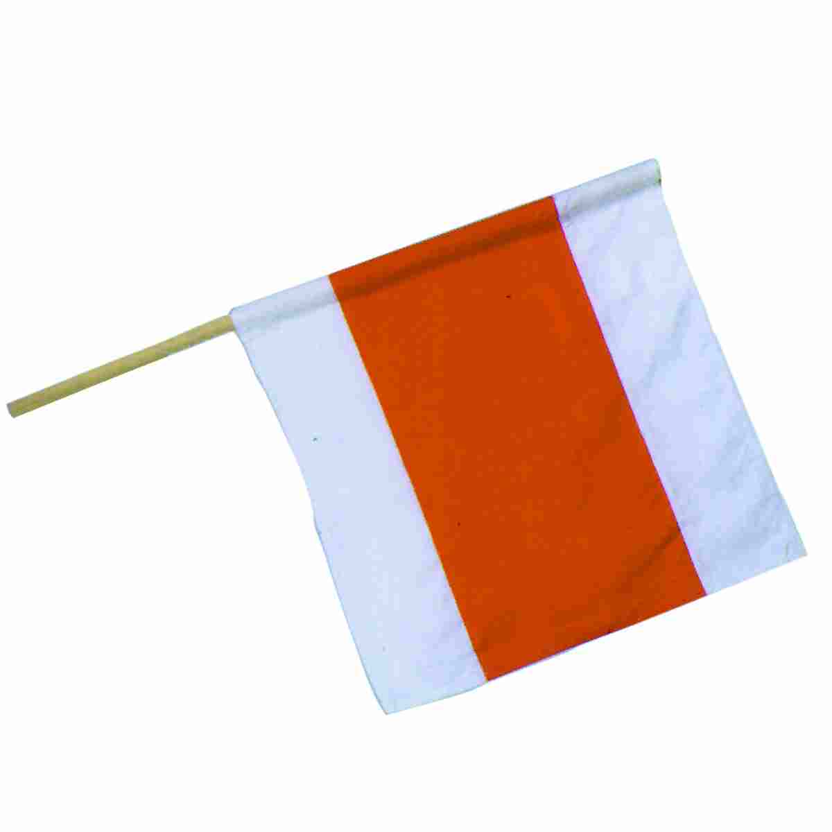 Warnflagge, Größe 50 x 50 cm weiß/orange/weiß, Holzstiel Ø 21mm, 80cm
