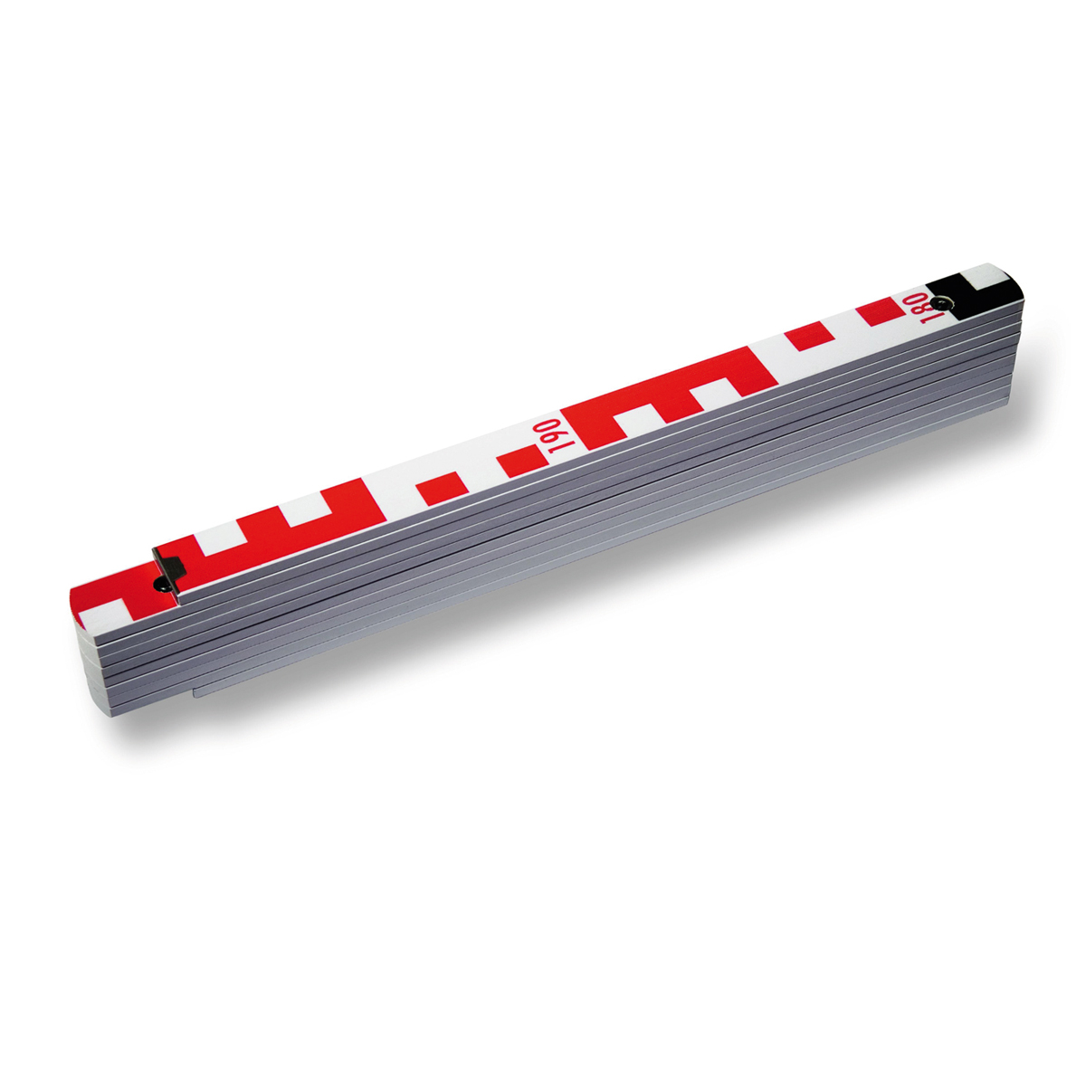 Stabila Holzgliedermaßstab 1407 GEO 2 m mit rot-weißer E-Teilung, zusammengeklappt.
