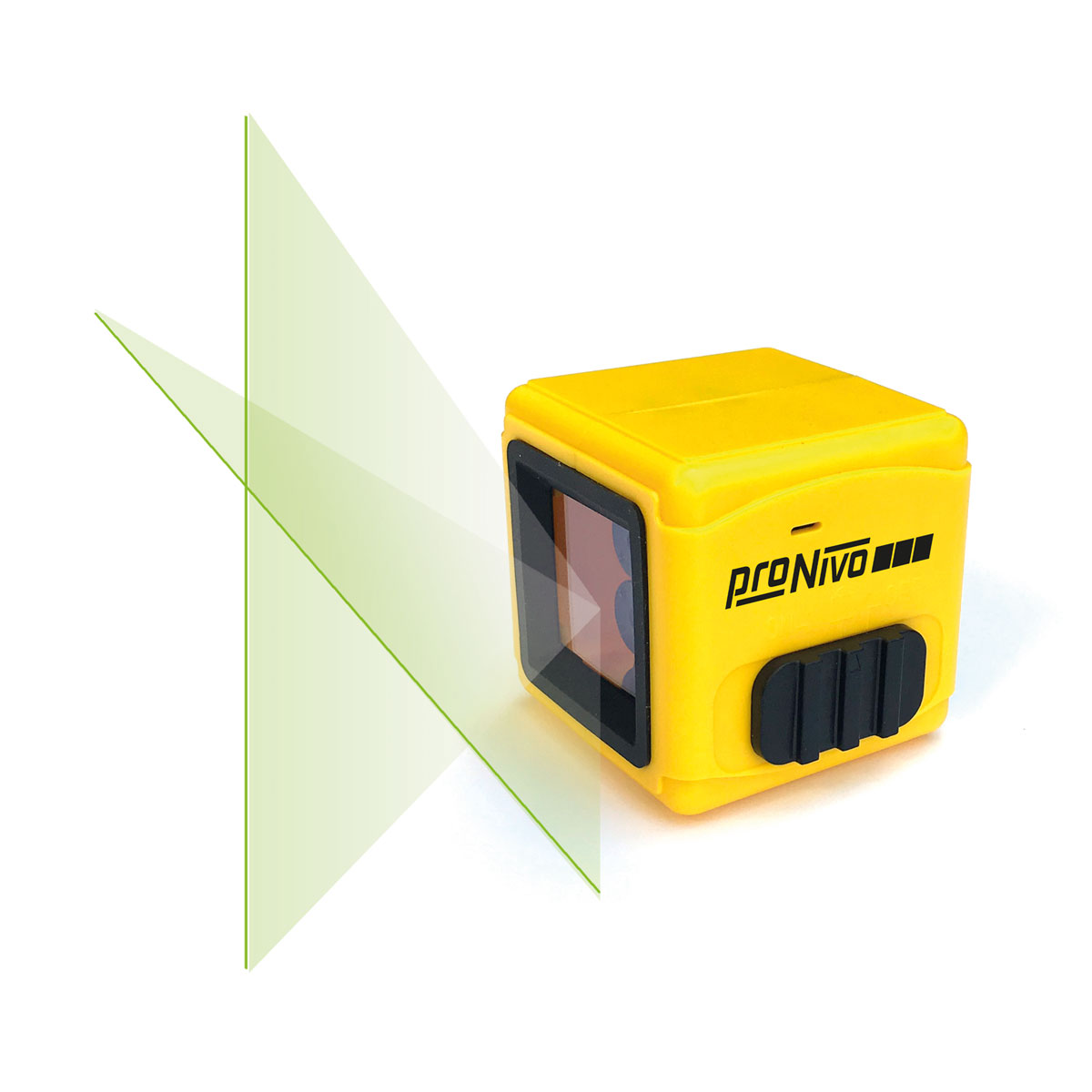 Gelber proNIVO Kreuzlinienlaser mit zwei grünen Laserebenen.