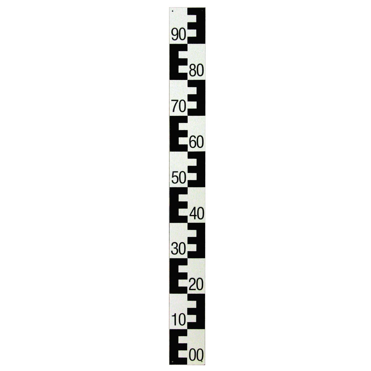 Pegellatte aus Hartkunststoff, 1 m schwarz oben 90 nach unten 00 absteigend, 10 cm breit
